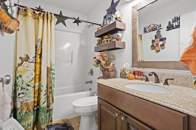 4348 Stewartsville Rd, Moneta, VA 24121 - full bathroom with tile patterned flooring, shower / bath combo, vanity, and toilet