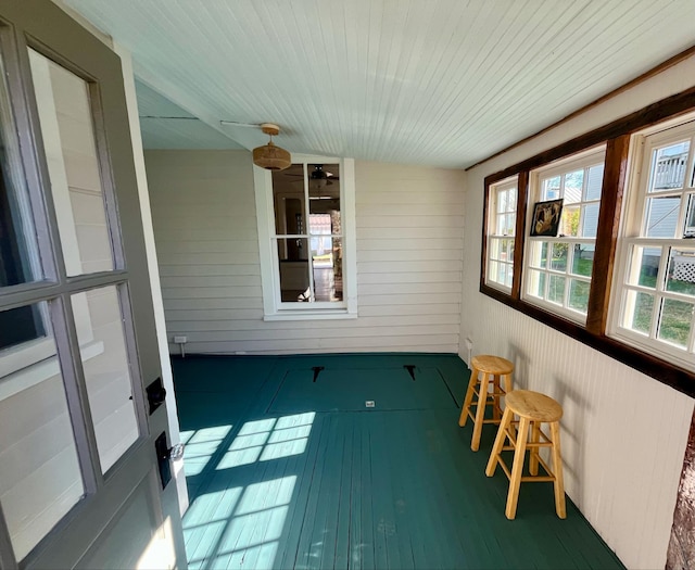 view of unfurnished sunroom