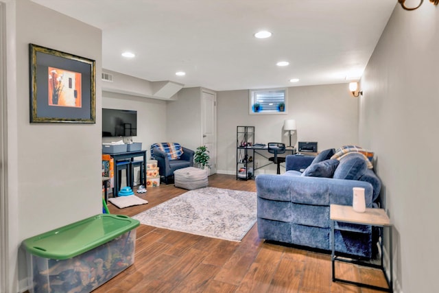 living room featuring wood-type flooring