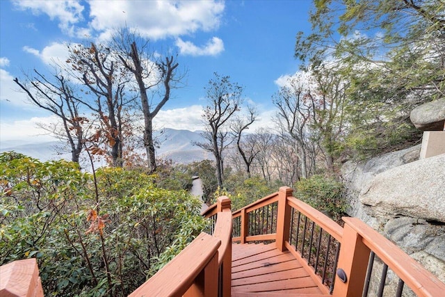 deck featuring a mountain view