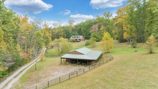 aerial view with a rural view