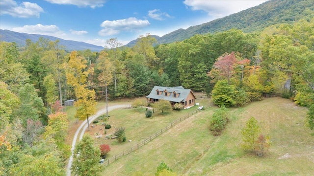 bird's eye view featuring a mountain view