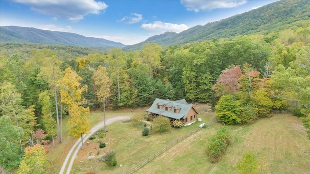 bird's eye view featuring a mountain view