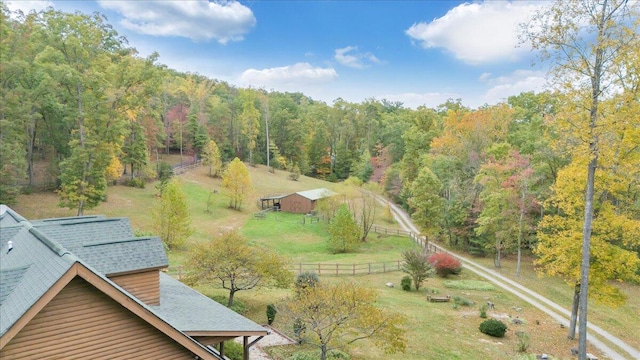 drone / aerial view with a rural view