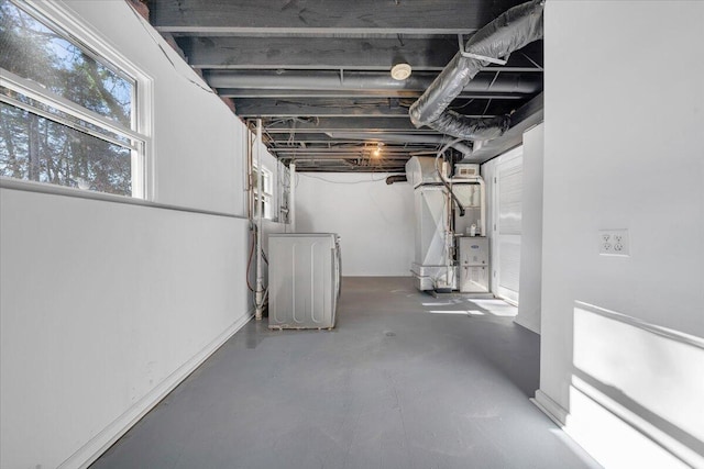 basement with heating unit