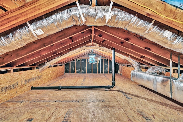 view of unfinished attic