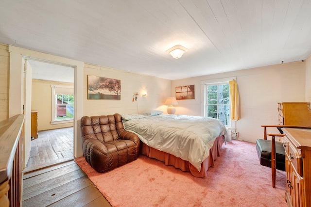 carpeted bedroom featuring multiple windows