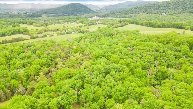 drone / aerial view featuring a mountain view