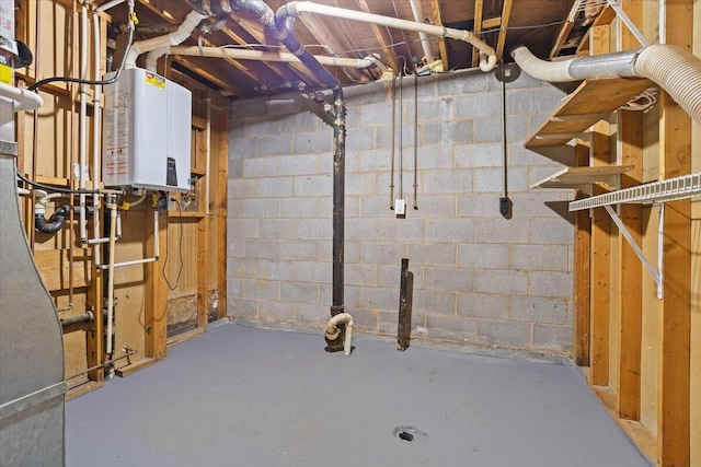 basement with water heater