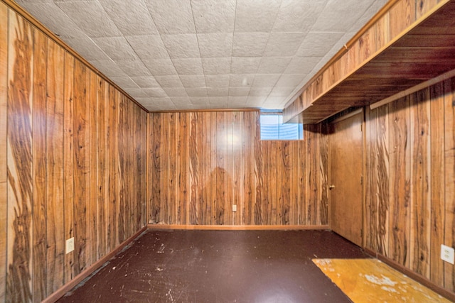 basement with wood walls