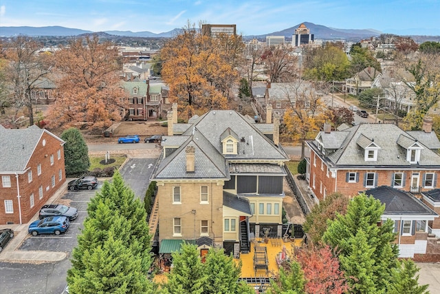 bird's eye view with a mountain view