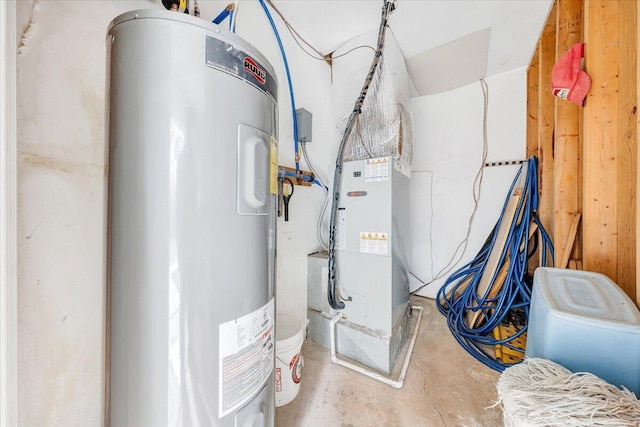 utility room with water heater