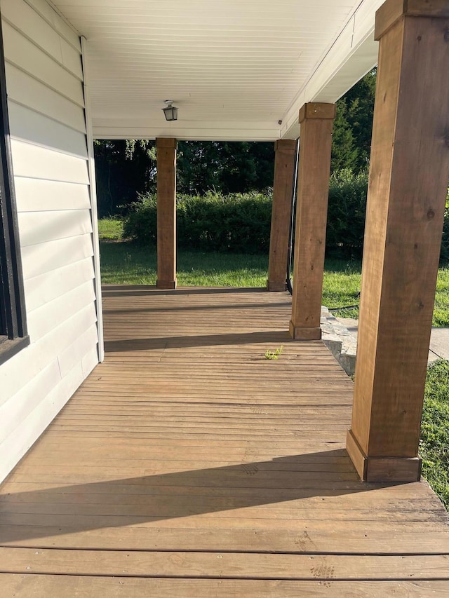 deck featuring a porch