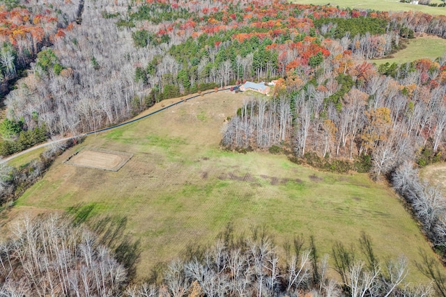 birds eye view of property featuring a rural view