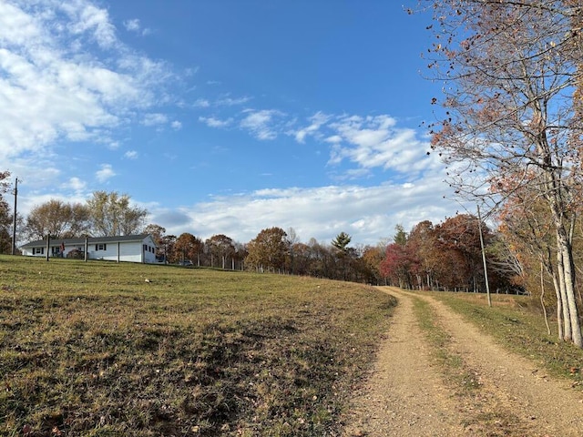 view of road with a rural view