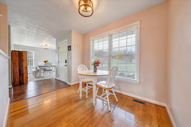 dining room with light hardwood / wood-style floors