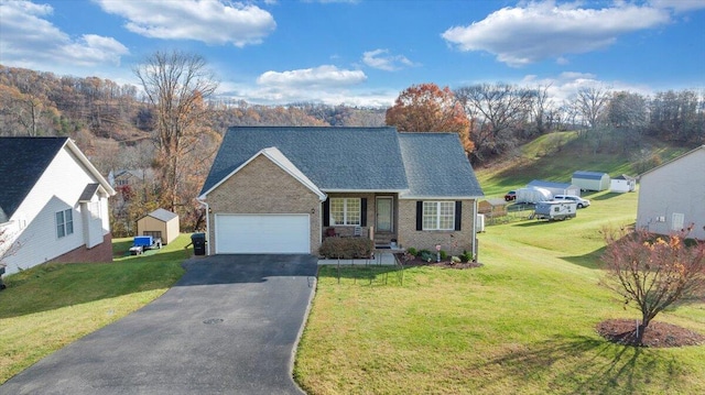 view of front of house with a porch and a front lawn