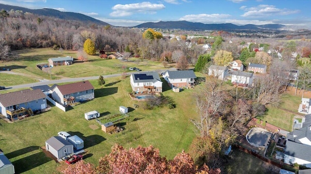 aerial view with a mountain view