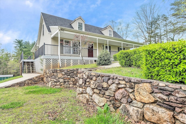 view of front of home with covered porch