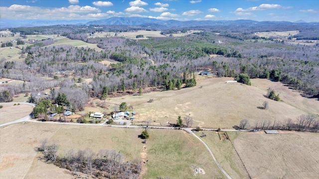 bird's eye view with a mountain view