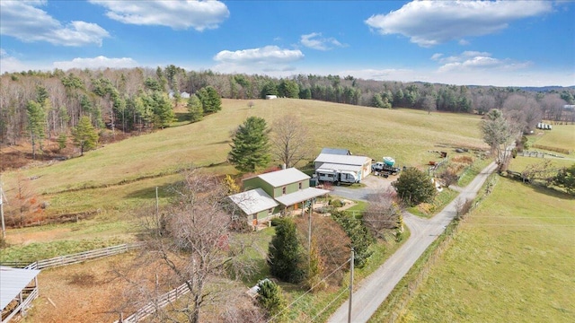 aerial view featuring a rural view