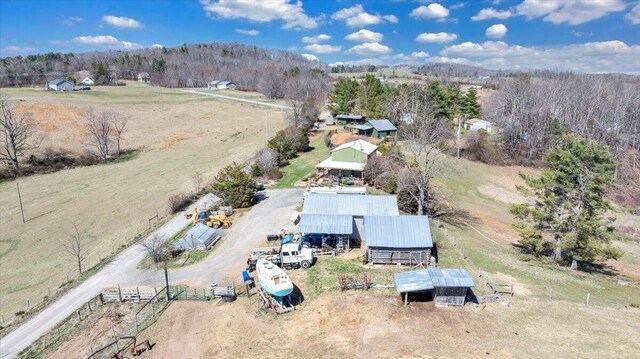 drone / aerial view featuring a rural view