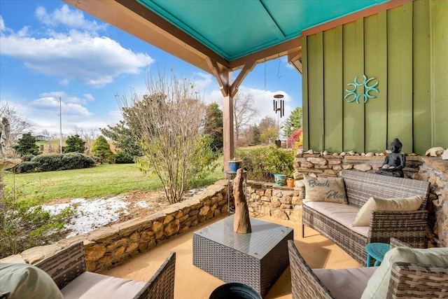 view of patio featuring an outdoor hangout area
