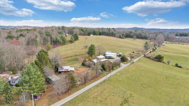 aerial view featuring a rural view