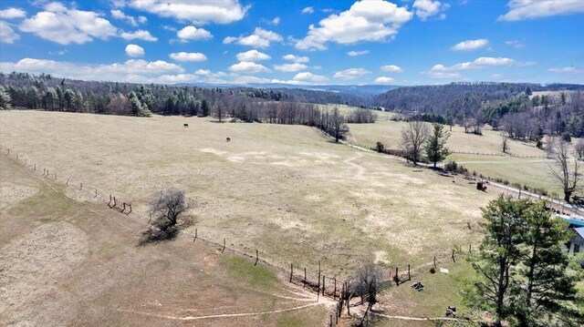birds eye view of property with a rural view