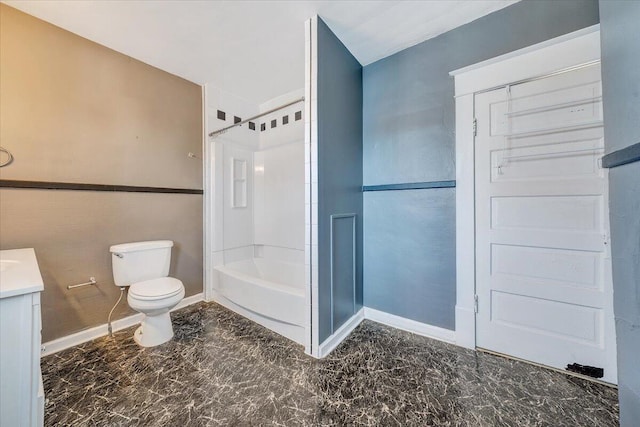 full bathroom with vanity, toilet, and tub / shower combination