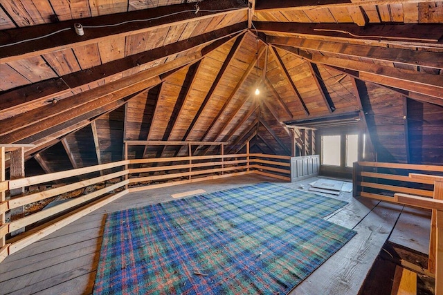 view of unfinished attic