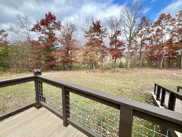 wooden deck with a lawn