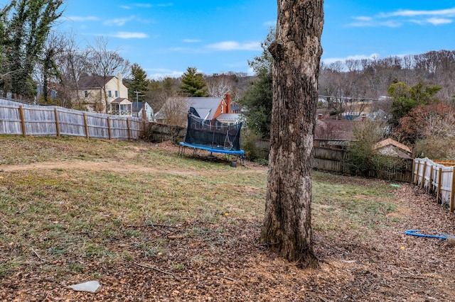 view of yard with a trampoline