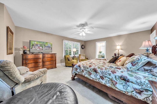 bedroom featuring carpet and ceiling fan