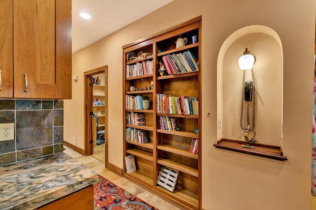 interior space with light hardwood / wood-style flooring