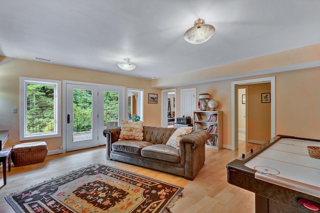 living room featuring light hardwood / wood-style floors