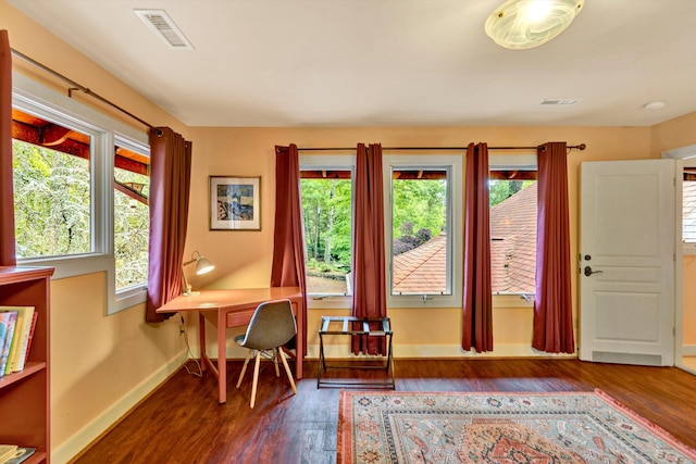 sitting room featuring dark hardwood / wood-style flooring and plenty of natural light