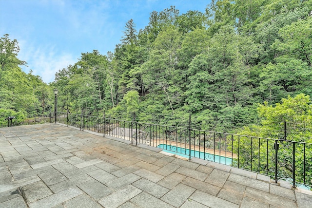 view of patio with a fenced in pool