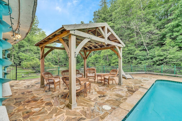 view of swimming pool featuring a patio