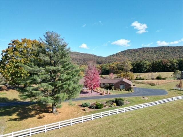 view of mountain feature featuring a rural view