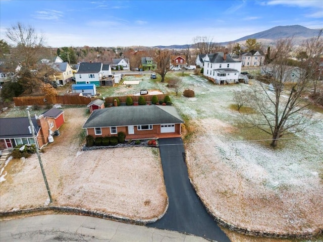 drone / aerial view with a mountain view