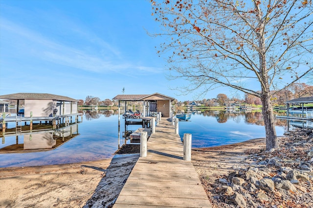 view of dock featuring a water view