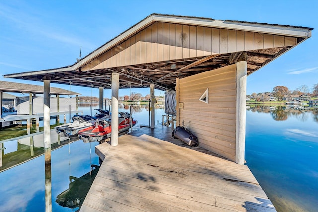 view of dock featuring a water view