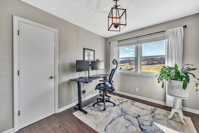 office featuring dark wood-type flooring