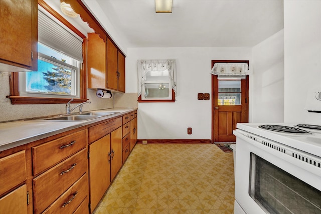 kitchen with sink and electric stove