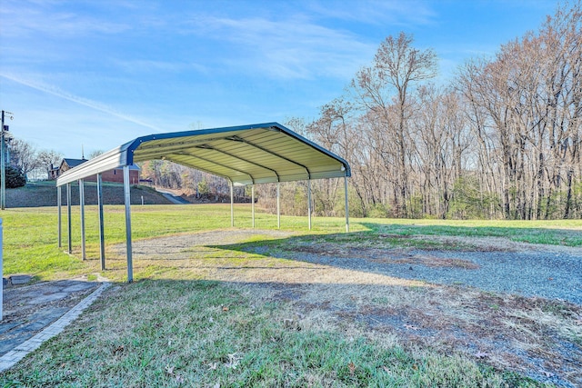 view of yard featuring a carport