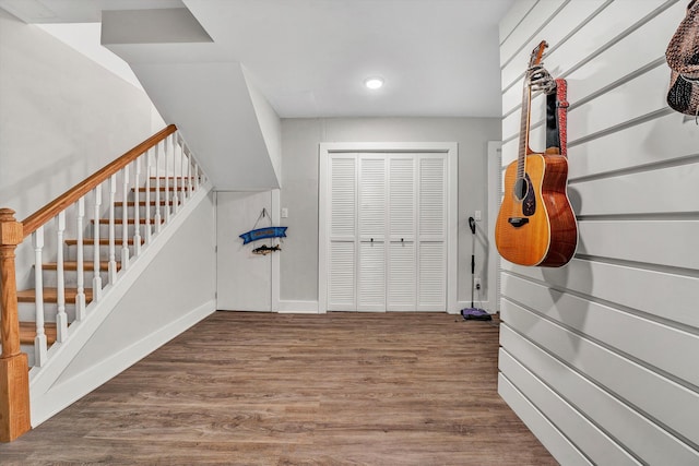 foyer with hardwood / wood-style floors