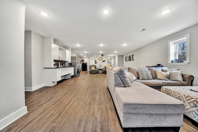 living room featuring light hardwood / wood-style flooring