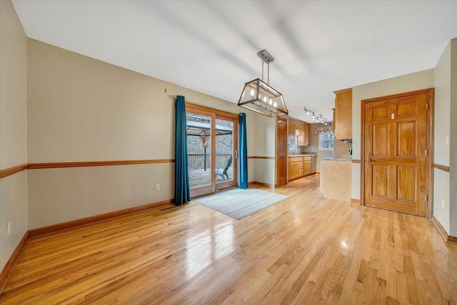 interior space with light hardwood / wood-style floors