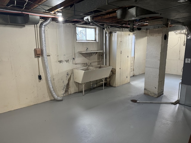 basement with sink